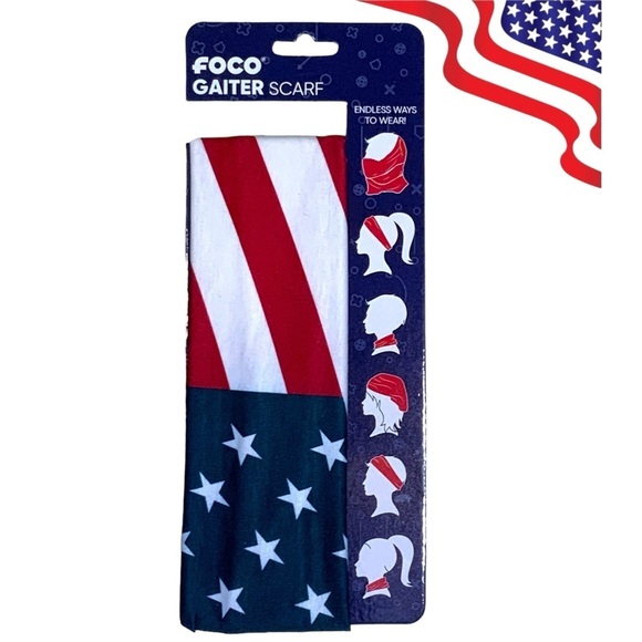 FOCO American USA Flag Gaiter Scarf Patriotic Multiple Ways To Wear Unisex OS - Picture 1 of 12